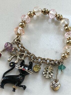 Betsey Johnson Black Cat Charm Bracelet